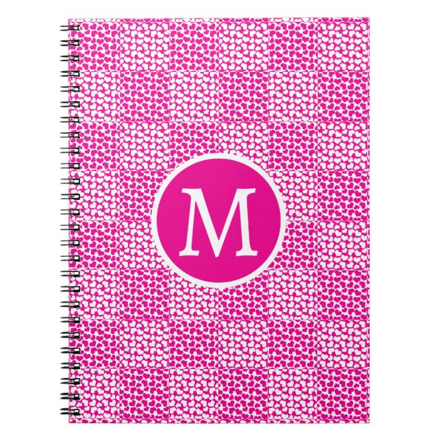 Carnet à damiers Amour en Magenta et Monogramme blanc (Devant)