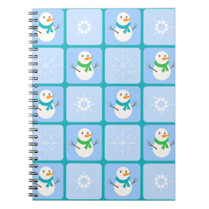 Carnet À damiers hiver bonhomme de neige motif et flocons