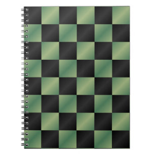 Carnet À damiers moderne vert olive noir dégradé