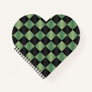 Carnet À damiers moderne vert olive noir dégradé