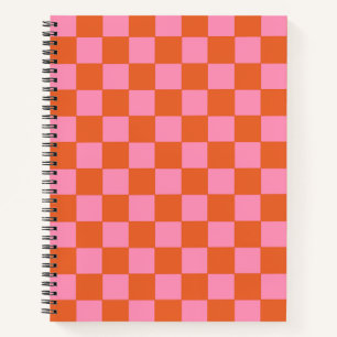 Carnet à damiers orange et rose