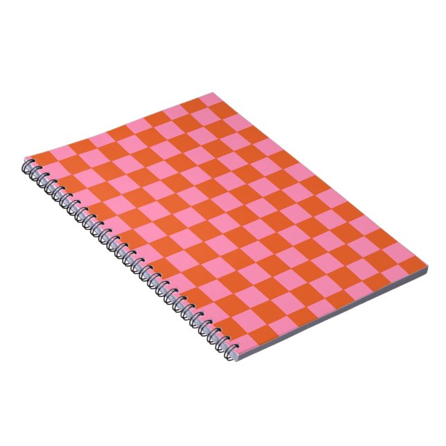 Carnet à damiers orange et rose (Côté Droit)
