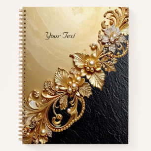Carnet à embellissements floraux dorés