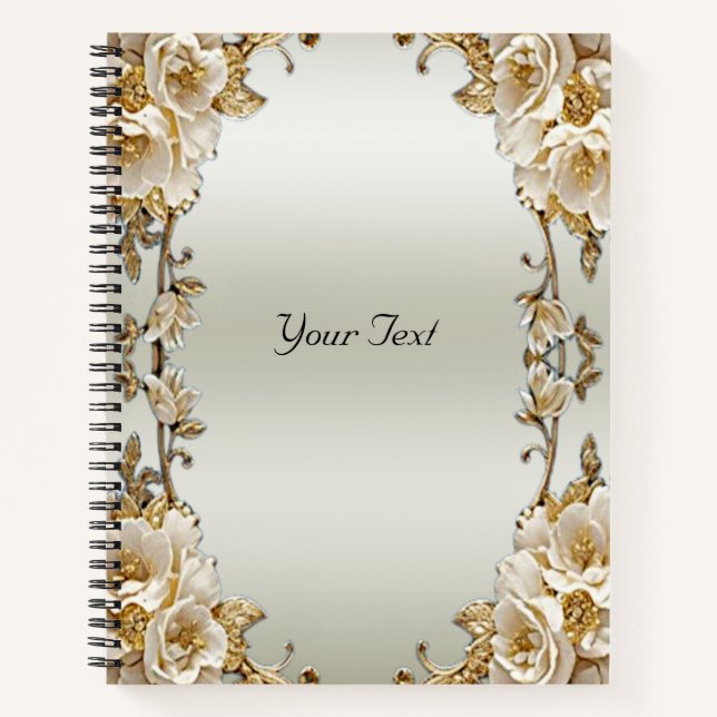 Carnet à fleurs blanches ornées dorées (Devant)