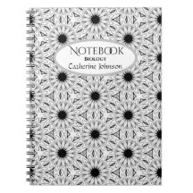 Carnet à fleurs noir et blanc