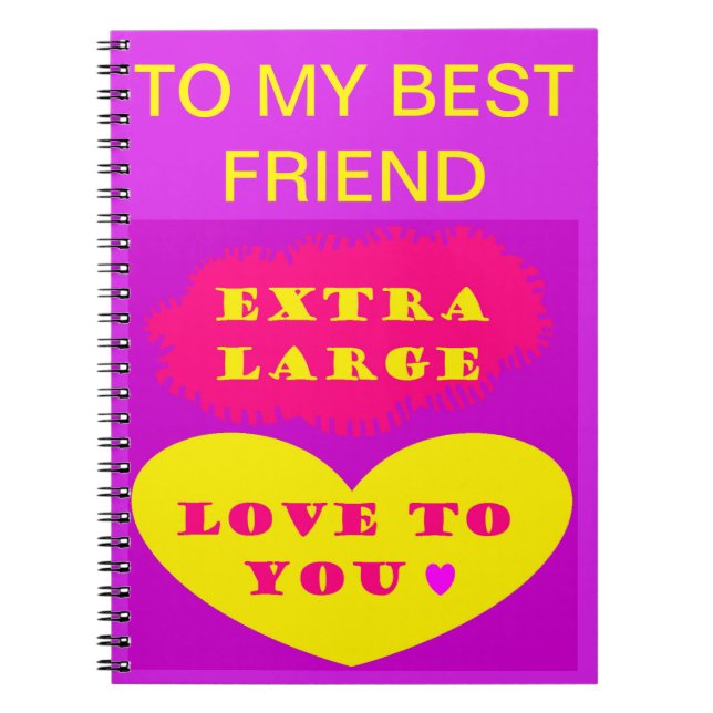 Carnet À mon meilleur message d'ami sur coeur jaune viole (Devant)