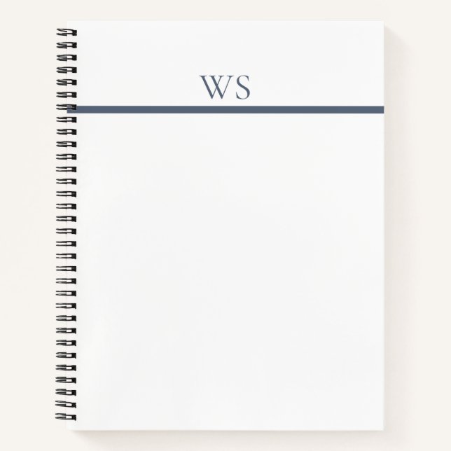 Carnet à monogramme barre bleu marine (Devant)