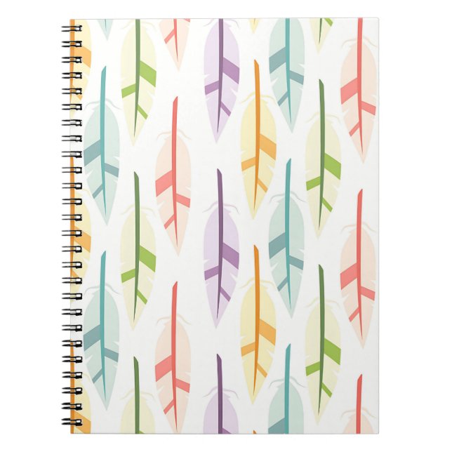 Carnet à motif de plumes pastel (Devant)