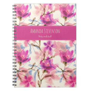 Carnet à motif floral d'aquarelle rose