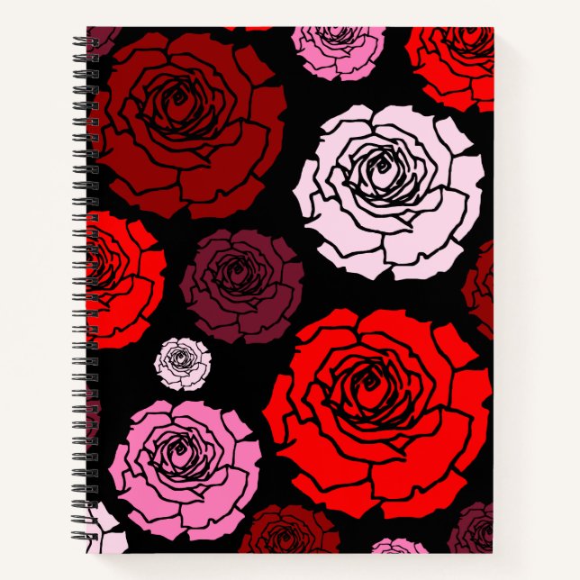 Carnet à Motifs de Roses Japonaises (Devant)