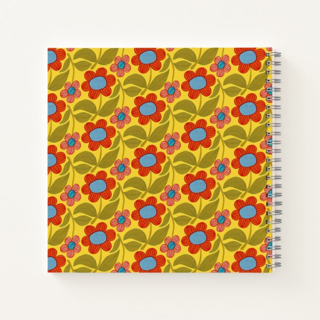 Carnet à motifs floraux colorés (Dos)