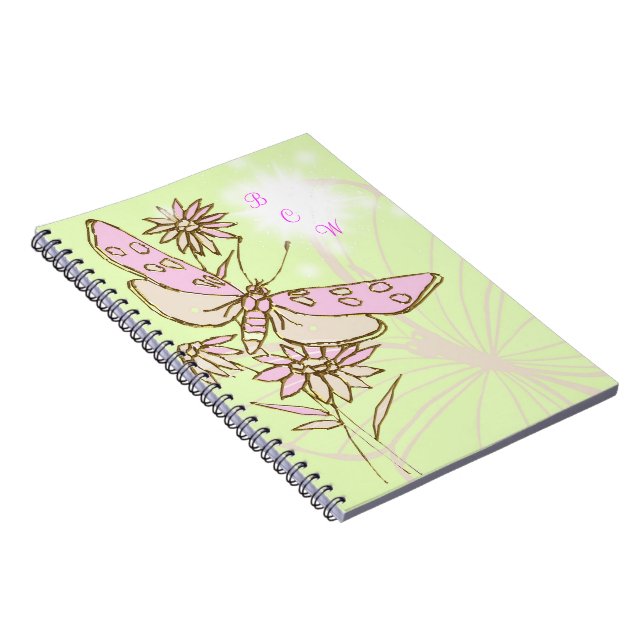 Carnet à papillon rose citron (Côté Droit)