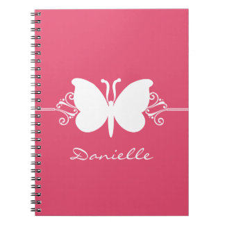 Carnet à perches papillon, rose