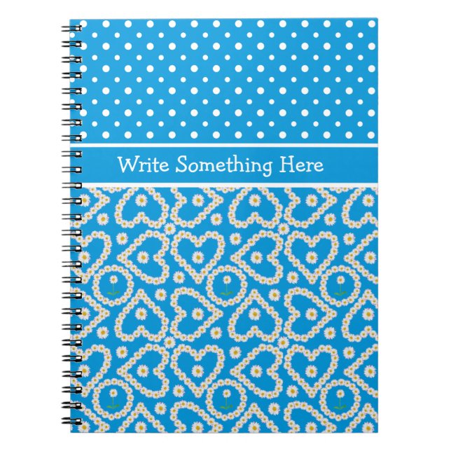 Carnet à personnaliser : Polkas, Daisychains, Bleu (Devant)