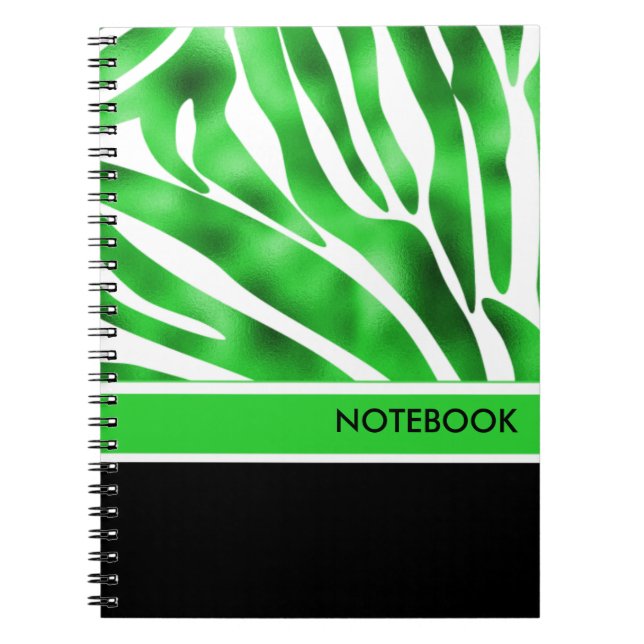Carnet à rayures Lime Green et White Zebra (Devant)