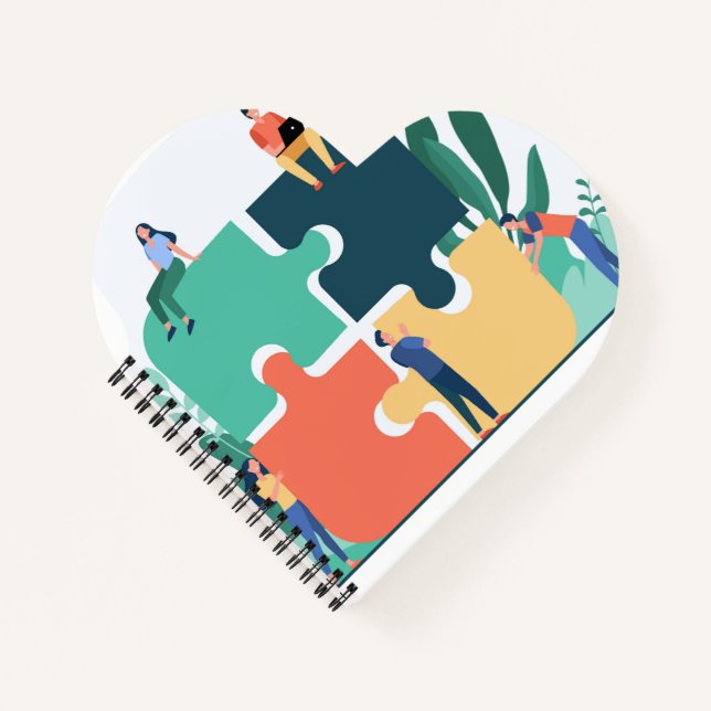 Carnet à reliure spirale en forme de cœur (Devant)