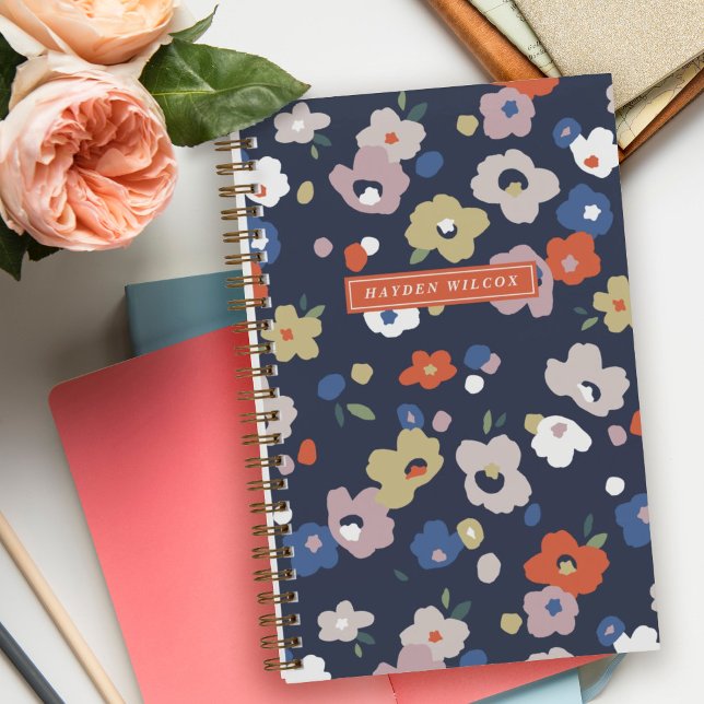 Carnet à reliure spirale floral bleu orange violet (Créateur téléchargé)