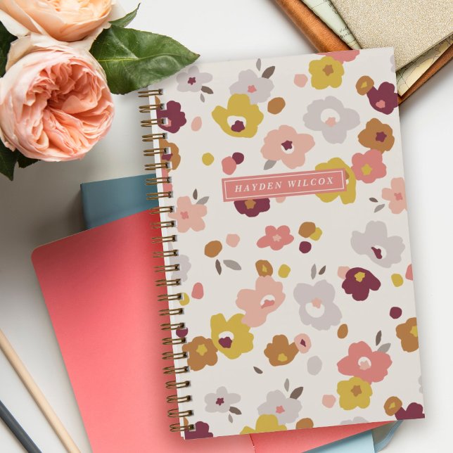 Carnet à reliure spirale floral orange rouge jaune (Créateur téléchargé)