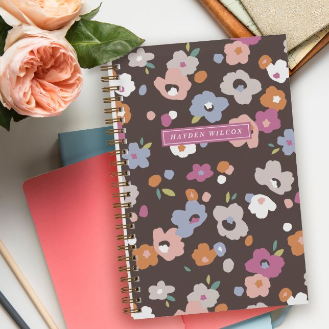 Carnet à reliure spirale floral orange violet marr (Créateur téléchargé)