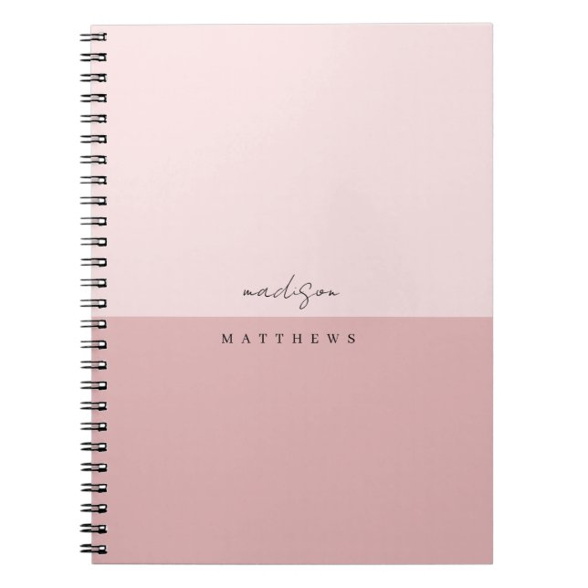 Carnet A simple stylish blush pink custom monogram  (Devant)