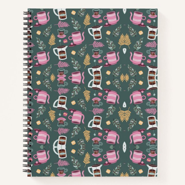 Carnet A spiral-bound notebook with a festive pattern (Devant)