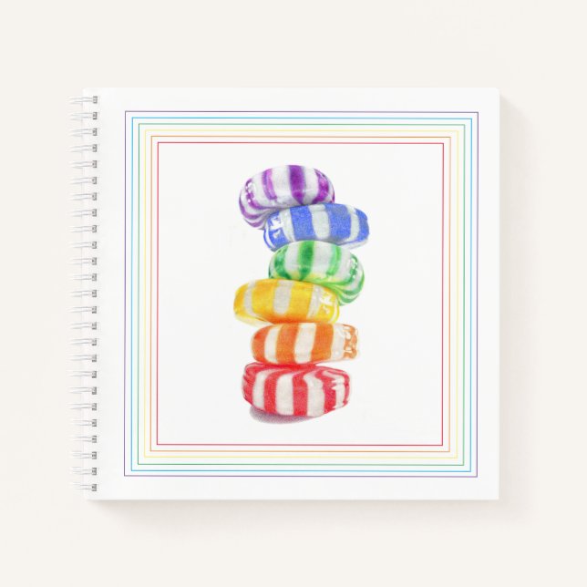 CARNET À SPIRALE BONBON ARC-EN-CIEL 8,5x8,5 (Devant)