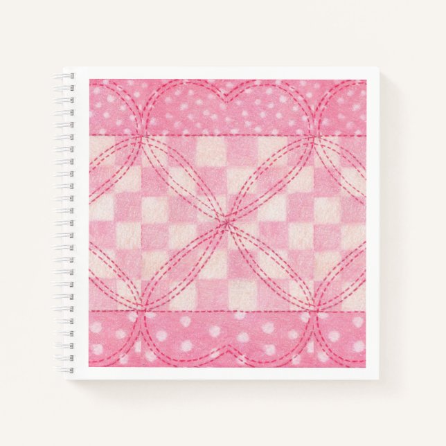 CARNET À SPIRALE COEUR ROSE 8,5x8,5 (Devant)