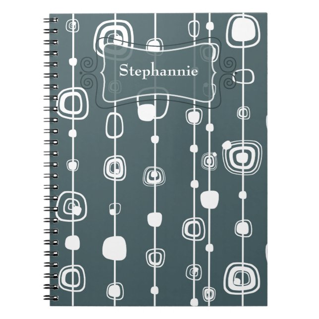 carnet à spirale des années 70 Retro Blue Carrés 1 (Devant)