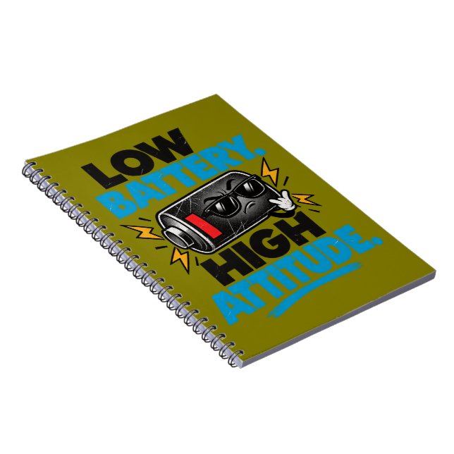 Carnet à spirale drôle Low Battery High Attitude (Côté Droit)
