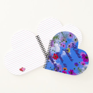 Carnet à spirale en forme de cœur Fleurs en fleurs