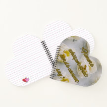 Carnet à spirale en forme de cœur Fleurs silencieu