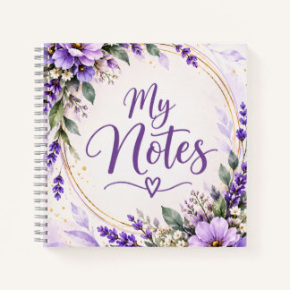 Carnet à spirale floral lavande Mes notes