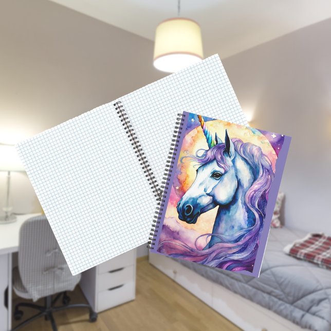 Carnet à spirale Licorne Violet Cosmique (Créateur téléchargé)