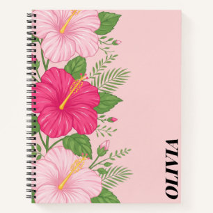 Carnet à spirale personnalisé à motif de fleurs d'