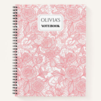 Carnet à spirale personnalisé en dentelle florale