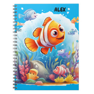 CARNET À SPIRALE POISSONS COLORÉS.