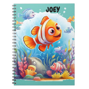 CARNET À SPIRALE POISSONS COLORÉS.