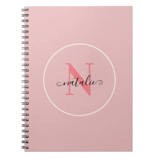 Carnet à spirale rose minimaliste personnalisé