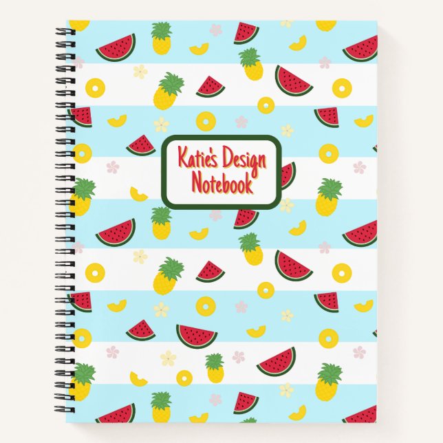 Carnet à spirales | Motif de pastèque ananas (Devant)
