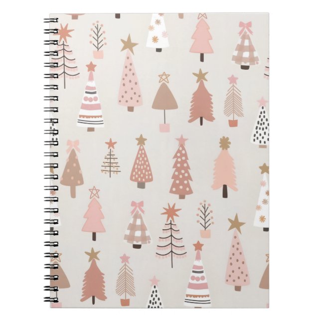 Carnet à spirales Noël Sapins Rose (Devant)