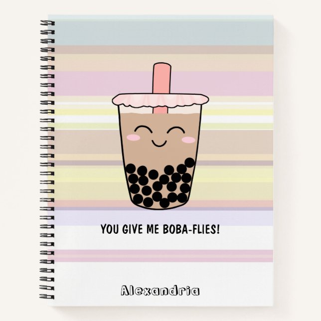 Carnet à thé au lait Boba Cute (Devant)