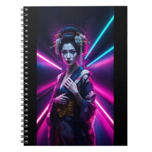 Carnet A woman in a traditional Japanese kimono stands