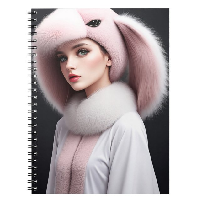 Carnet A woman wearing a rabbit hat (Devant)