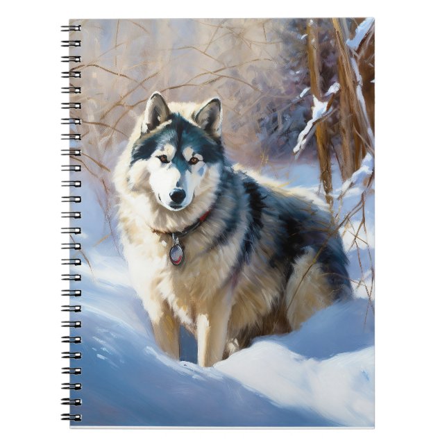 Carnet Aaskan Malamute Qu'il neige Noël (Devant)