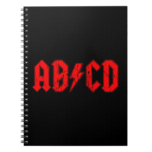Carnet ABCD rock musique drôle symbole faux acdc blague é (Devant)