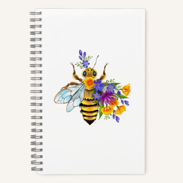 Carnet Abeille à fleurs avec plantes sauvages (Recto)