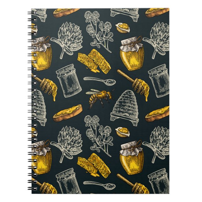 Carnet Abeille de miel foncé Jaune Vintage biologique (Devant)