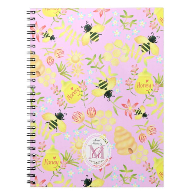 Carnet Abeille de miel rose (Devant)