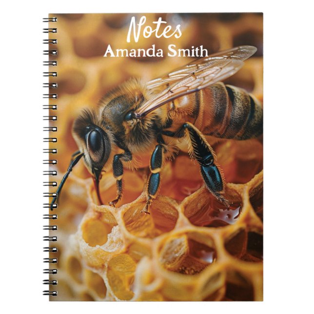 Carnet Abeille de miel sur un nid d'abeille (Devant)