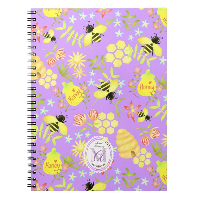 Carnet Abeille de miel violet (Devant)